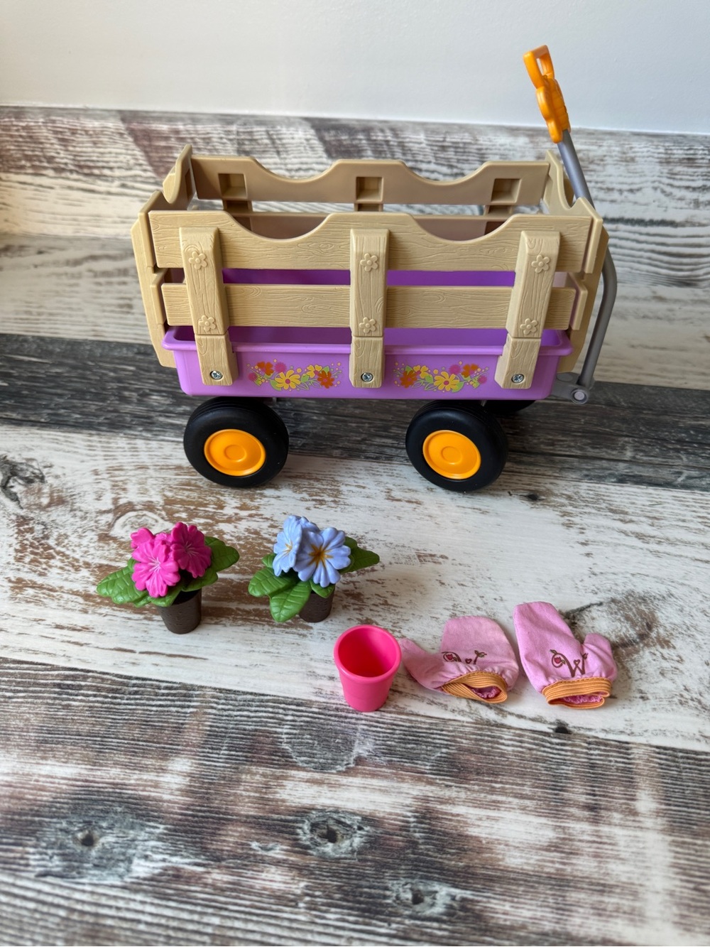 American Girl WELLIEWISHERS Doll GARDEN WAGON w Flowers & Gloves for 14.5” Doll